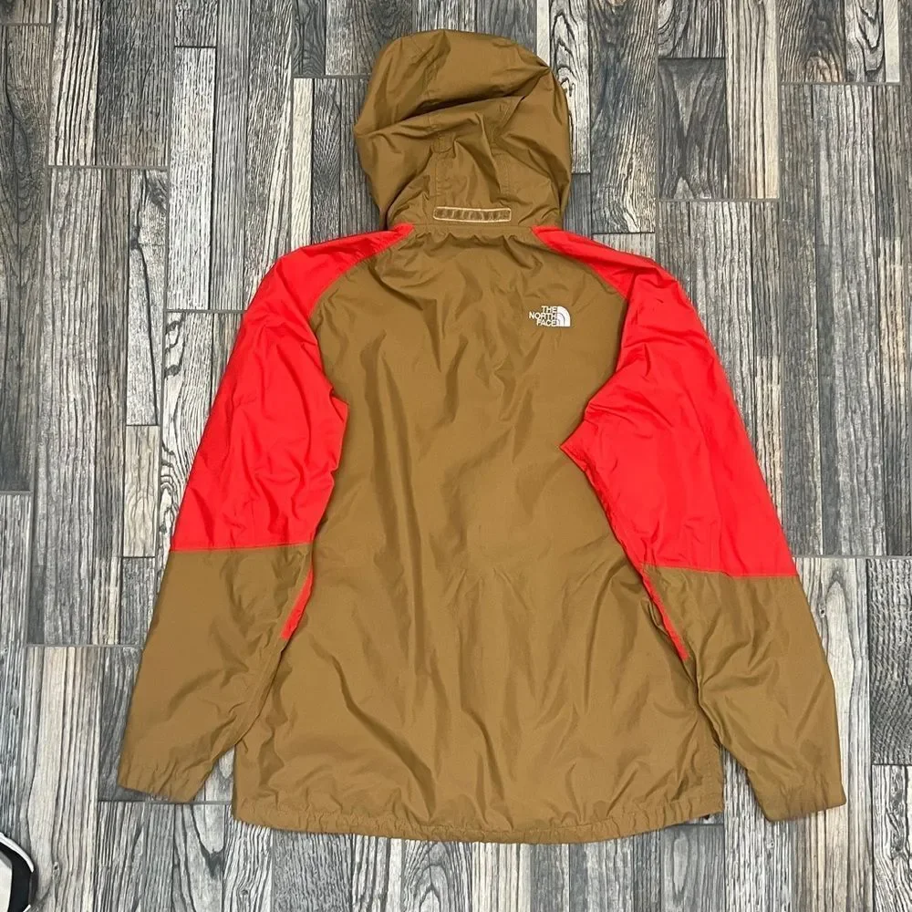 🔥🔥 THE NORTH FACE HyVENT Jacket Hooded Men’s Sz Large - Tan & Reddish‎ Orange